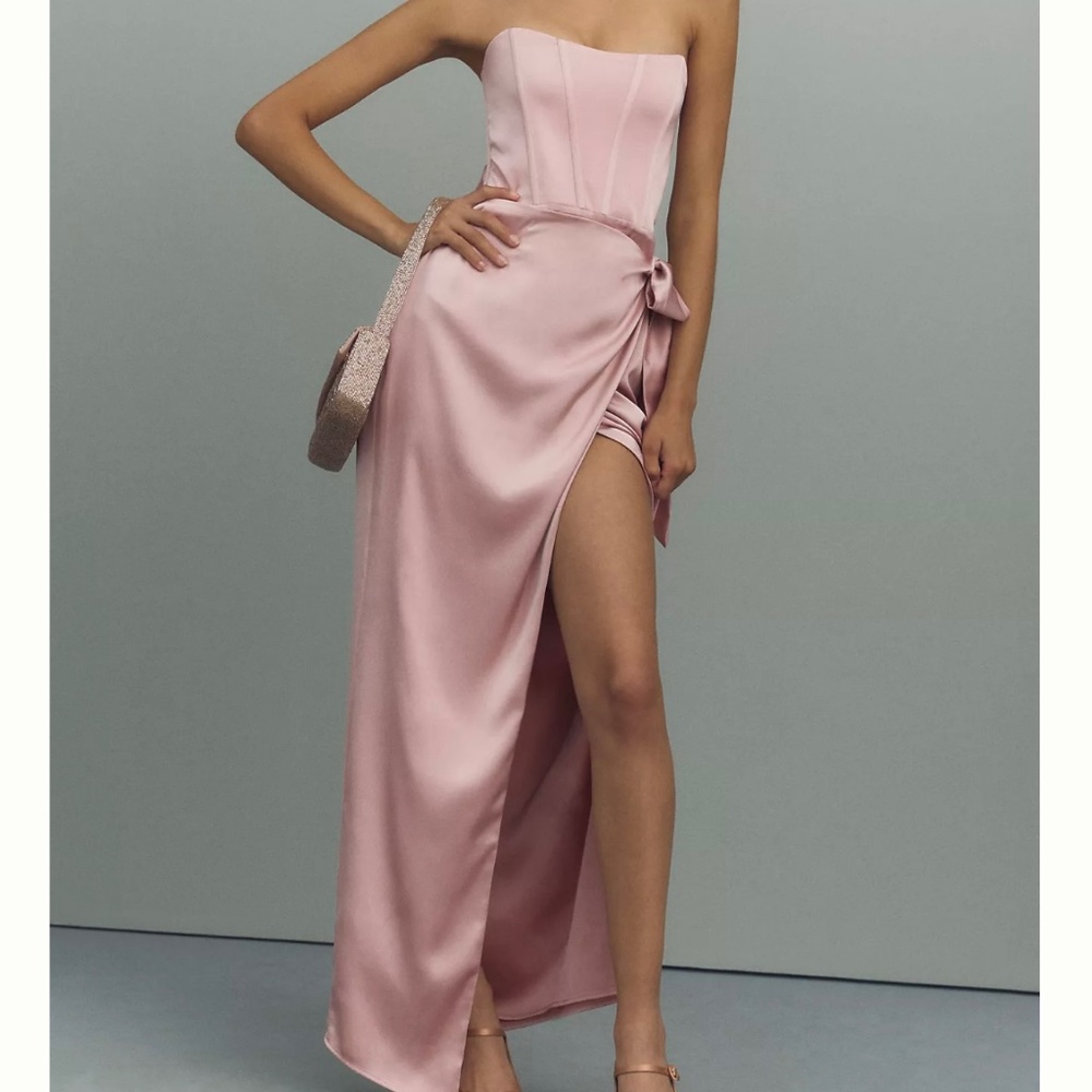 V. Chapman June Corset Jacquard Front Slit Gown size 10 (Rose)